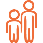 Adult and Young Person Icon Large Orange