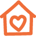Simple Home with Heart Large Orange