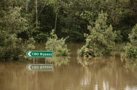 Lismore CBD Bypass completely flooded